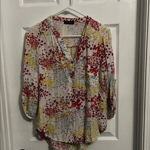 FYLO Women's Floral Blouse - Red, Yellow, Gray